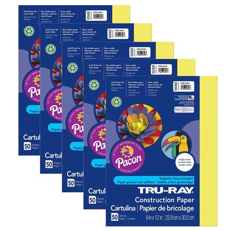 PACON Tru-Ray® Construction Paper, Lively Lemon, 9x12in, PK250 P103402